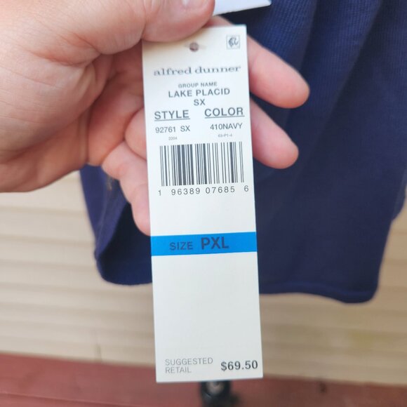 Alfred Dunner Petite Dark Blue Sweater NWT Attached Necklace Embroidered Floral - Picture 11 of 16